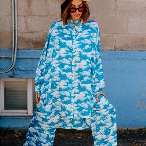Dressed in LALA Blue Cloud Print Pantsuit
